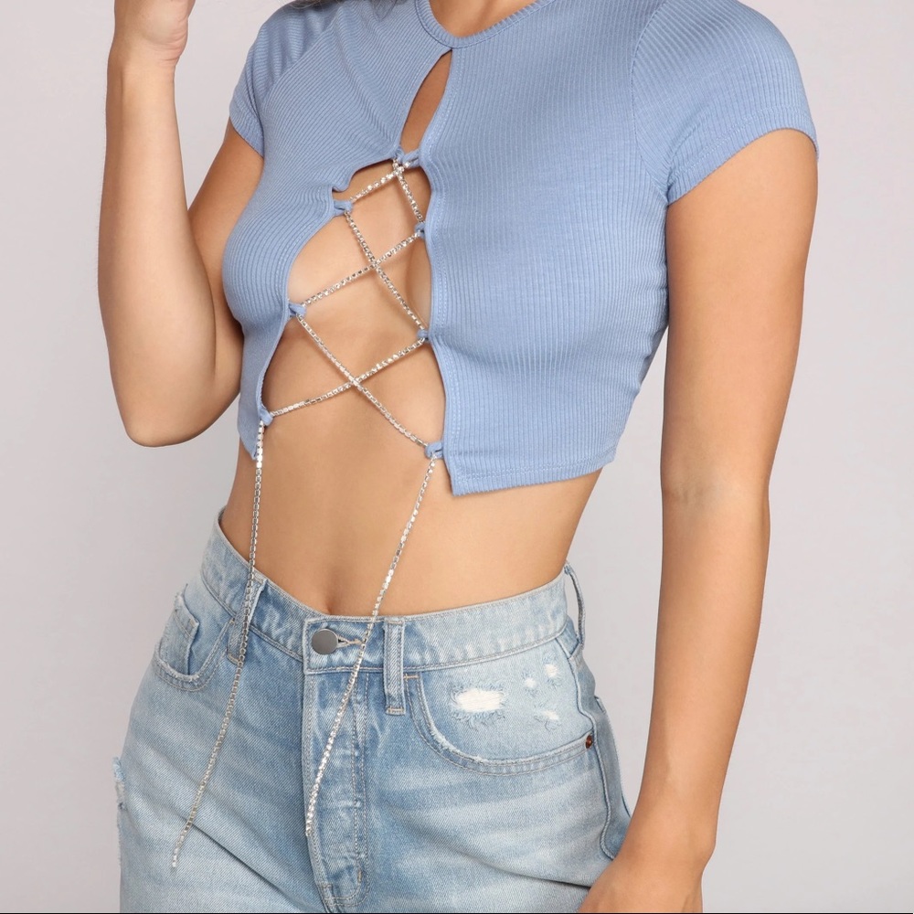 NWOT Windsor Wrapped In Luxe Rhinestone Crop Top 💎💎
